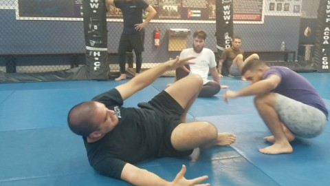 Kick sweep from butterfly guard