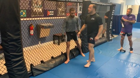 Ankle pick takedown off the cage